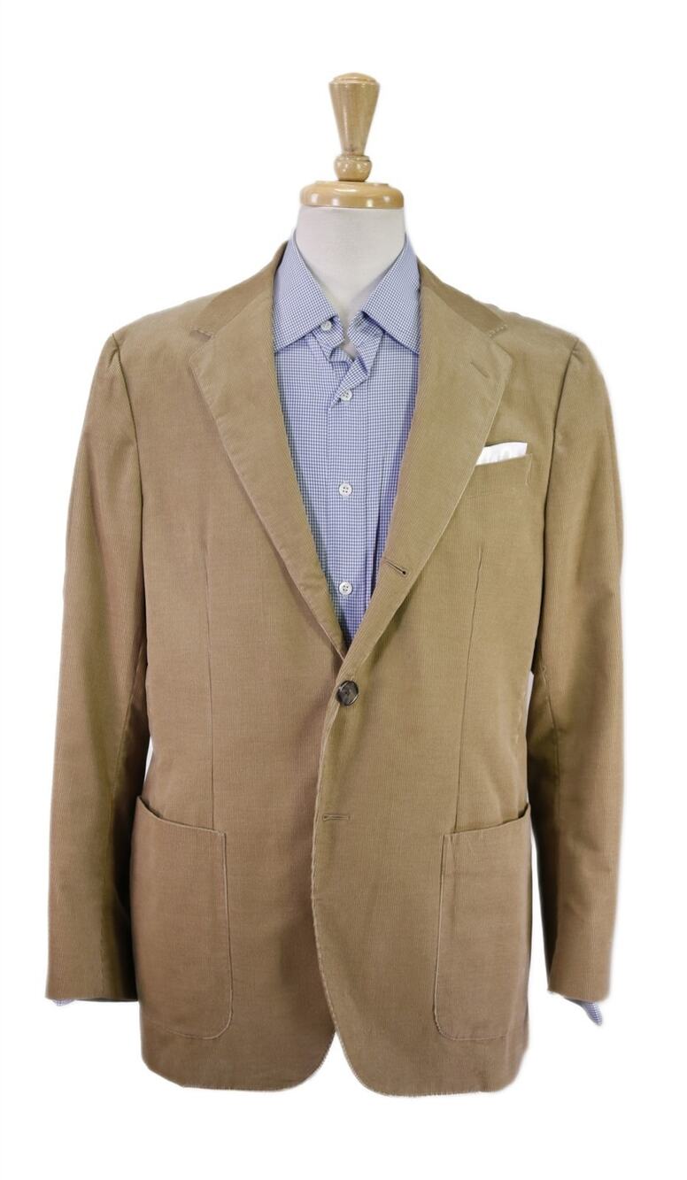 Faconnable Light Brown Cotton Corduroy 2/3 Rolled Lapel Patch Pocket Blazer 44R